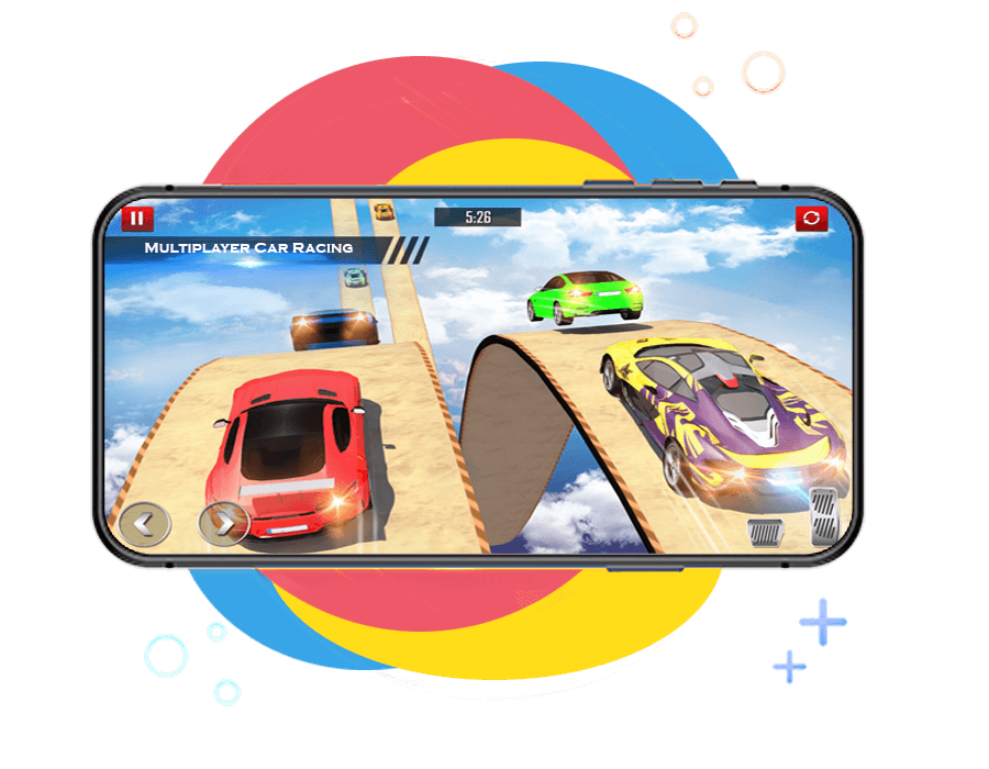 Multiplayer Car Racing on Impossible Mega Ramps